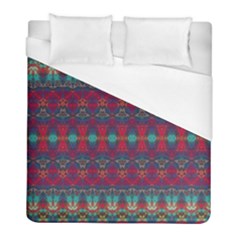 Boho Red Teal Pattern Duvet Cover (full/ Double Size) by SpinnyChairDesigns