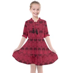 Boho Red Black Pattern Kids  All Frills Chiffon Dress
