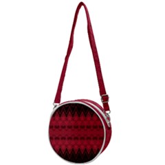 Boho Red Black Pattern Crossbody Circle Bag by SpinnyChairDesigns