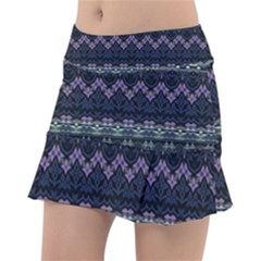 Boho Navy Teal Violet Stripes Tennis Skorts by SpinnyChairDesigns