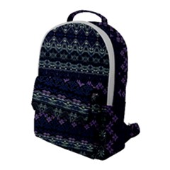 Boho Navy Teal Violet Stripes Flap Pocket Backpack (large) by SpinnyChairDesigns