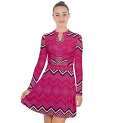 Boho Aztec Stripes Rose Pink Long Sleeve Panel Dress by SpinnyChairDesigns