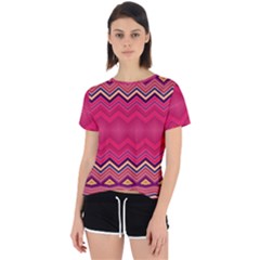 Boho Aztec Stripes Rose Pink Open Back Sport Tee by SpinnyChairDesigns