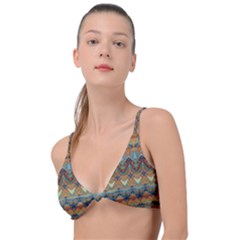 Boho Earth Colors Pattern Knot Up Bikini Top by SpinnyChairDesigns