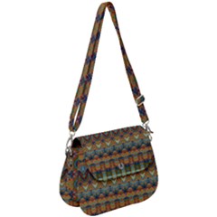 Boho Earth Colors Pattern Saddle Handbag by SpinnyChairDesigns