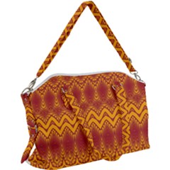 Boho Red Gold Pattern Canvas Crossbody Bag by SpinnyChairDesigns