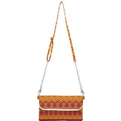 Boho Red Gold Pattern Mini Crossbody Handbag by SpinnyChairDesigns