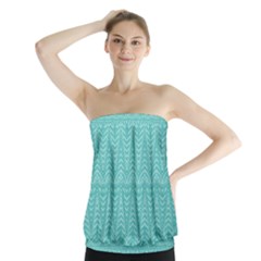 Boho Teal Pattern Strapless Top by SpinnyChairDesigns