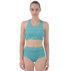 Boho Teal Pattern Racer Back Bikini Set by SpinnyChairDesigns