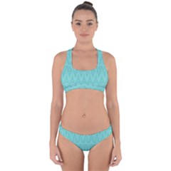 Boho Teal Pattern Cross Back Hipster Bikini Set by SpinnyChairDesigns