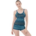 Boho Teal Blue Pattern Boyleg Tankini Set  View1