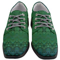 Boho Emerald Green And Blue  Women Heeled Oxford Shoes by SpinnyChairDesigns