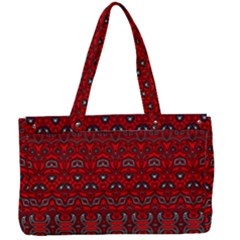 Boho Red Black Grey Canvas Work Bag by SpinnyChairDesigns