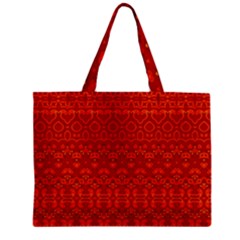 Boho Red Orange Zipper Mini Tote Bag by SpinnyChairDesigns