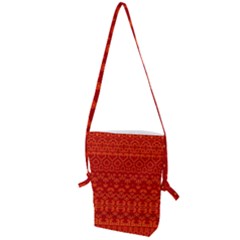 Boho Red Orange Folding Shoulder Bag by SpinnyChairDesigns