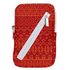 Boho Red Orange Belt Pouch Bag (large) by SpinnyChairDesigns