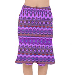 Boho Magenta Pattern Short Mermaid Skirt by SpinnyChairDesigns