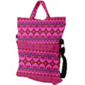 Boho Bright Pink Floral Fold Over Handle Tote Bag View2