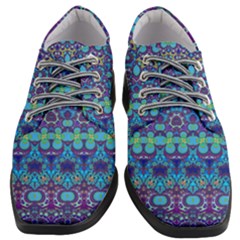 Boho Purple Blue Teal Floral Women Heeled Oxford Shoes by SpinnyChairDesigns