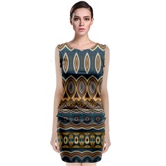 Boho Brown Blue Classic Sleeveless Midi Dress by SpinnyChairDesigns