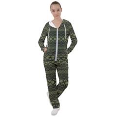 Boho Sage Green Black Women s Tracksuit by SpinnyChairDesigns