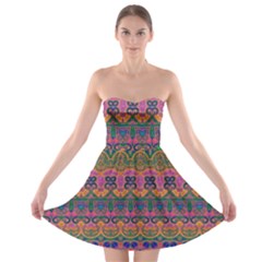 Boho Colorful Pattern Strapless Bra Top Dress by SpinnyChairDesigns