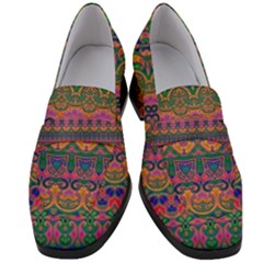 Boho Colorful Pattern Women s Chunky Heel Loafers by SpinnyChairDesigns