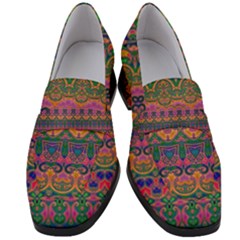 Boho Colorful Pattern Women s Chunky Heel Loafers