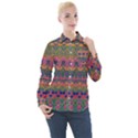 Boho Colorful Pattern Women s Long Sleeve Pocket Shirt View1