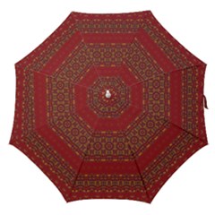 Boho Red Gold Straight Umbrellas by SpinnyChairDesigns