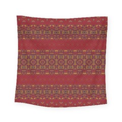 Boho Red Gold Square Tapestry (small) by SpinnyChairDesigns
