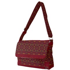 Boho Red Gold Full Print Messenger Bag (s) by SpinnyChairDesigns