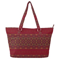 Boho Red Gold Full Print Shoulder Bag by SpinnyChairDesigns