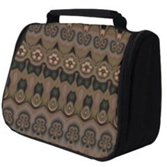 Boho Green Brown Pattern Full Print Travel Pouch (big) by SpinnyChairDesigns