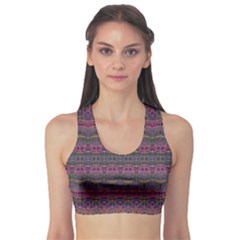 Boho Pink Mauve Blue Sports Bra by SpinnyChairDesigns