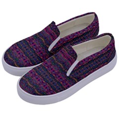 Boho Pink Mauve Blue Kids  Canvas Slip Ons by SpinnyChairDesigns