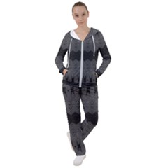 Boho Black Grey Pattern Women s Tracksuit by SpinnyChairDesigns