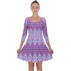 Boho Violet Purple Quarter Sleeve Skater Dress