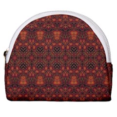 Boho Dark Red Floral Horseshoe Style Canvas Pouch by SpinnyChairDesigns