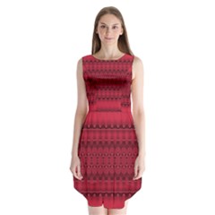 Crimson Red Pattern Sleeveless Chiffon Dress   by SpinnyChairDesigns