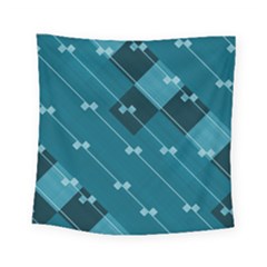 Teal Blue Stripes And Checks Square Tapestry (small) by SpinnyChairDesigns