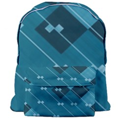 Teal Blue Stripes And Checks Giant Full Print Backpack by SpinnyChairDesigns