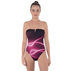 Neon Pink Glow Tie Back One Piece Swimsuit by SpinnyChairDesigns
