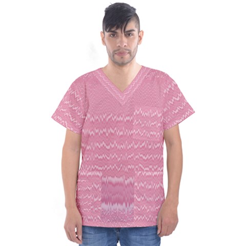 Boho Pink Stripes Men s V-neck Scrub Top by SpinnyChairDesigns
