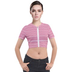 Boho Pink Stripes Short Sleeve Cropped Jacket by SpinnyChairDesigns