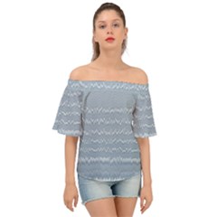 Boho Faded Blue Stripes Off Shoulder Short Sleeve Top by SpinnyChairDesigns