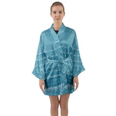 Boho Teal Stripes Long Sleeve Satin Kimono by SpinnyChairDesigns