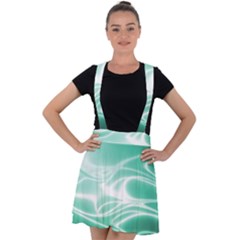 Biscay Green Glow Velvet Suspender Skater Skirt by SpinnyChairDesigns