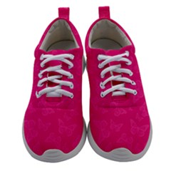 Magenta Pink Butterflies Pattern Athletic Shoes by SpinnyChairDesigns