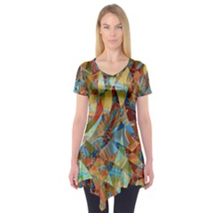 Boho Colorful Mosaic Short Sleeve Tunic  by SpinnyChairDesigns